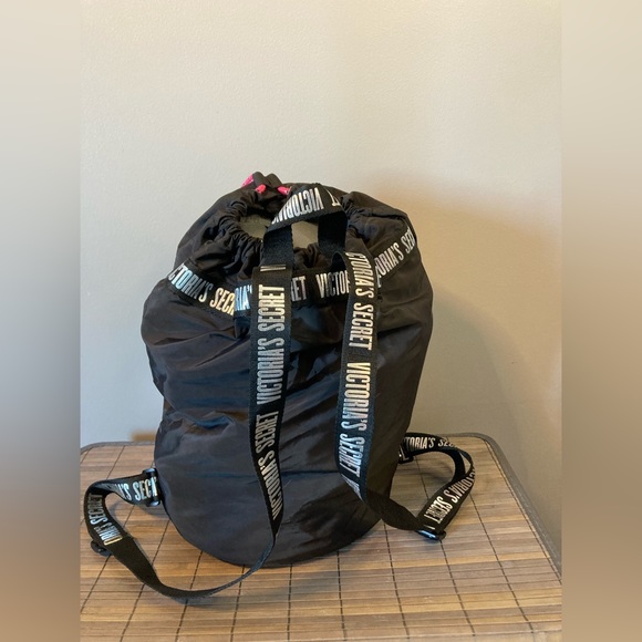 Victoria’s Secret Logo Back Pack 
Black Silver 
Book Bag - Picture 2 of 4
